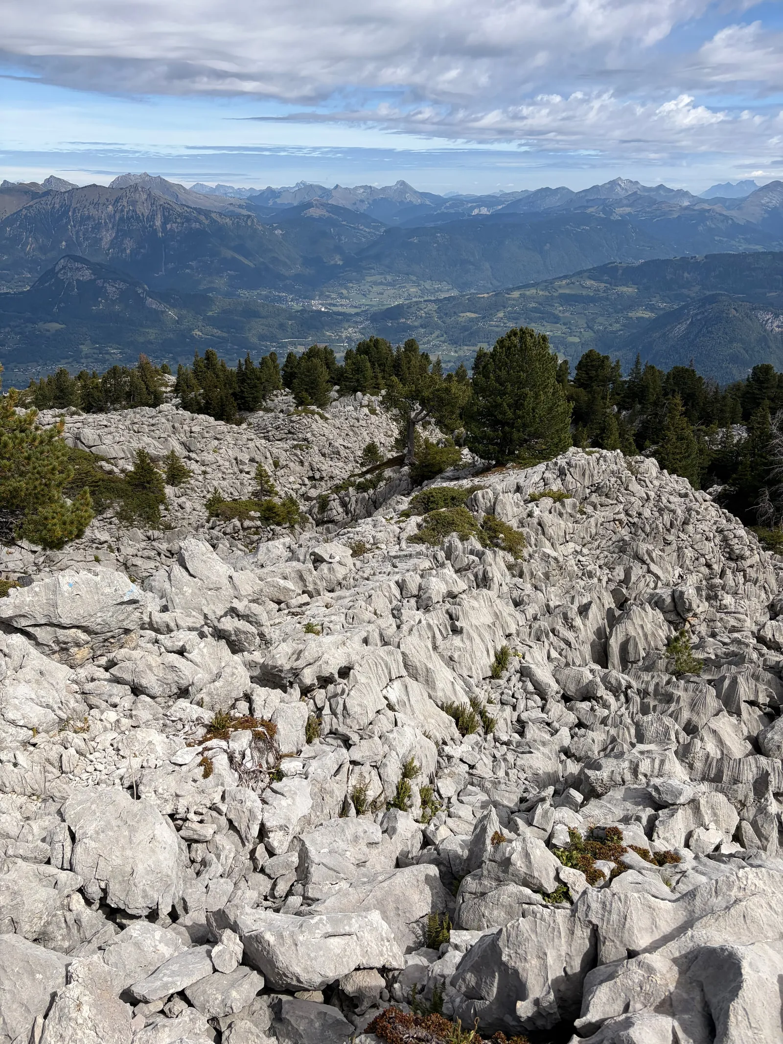 Roches calcaires creusées de fissures sur le parcours.